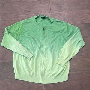 Green Gradient Womens Zip Up Sweater